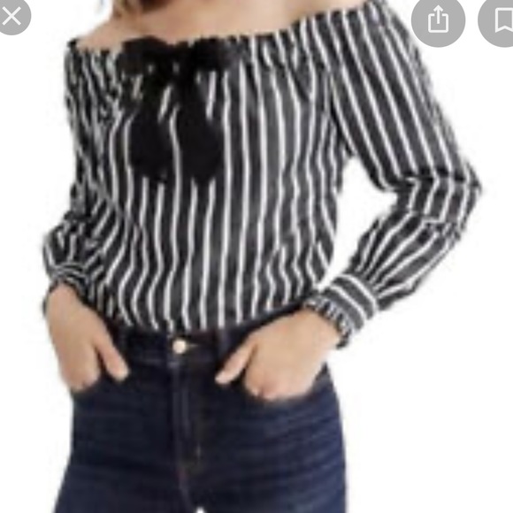 J.Crew Off Shoulder Striped Bow Top - Picture 4 of 8